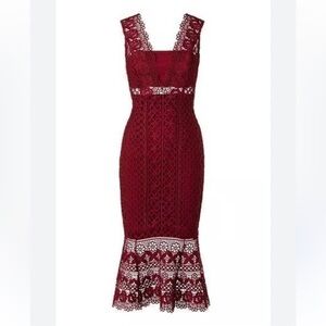 Bardot full lace Elegant babydoll Burgundy Lace Dress